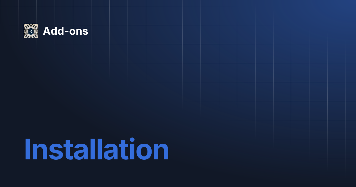 Installation | Add-ons